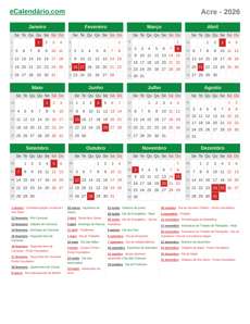 Calendário 2026
