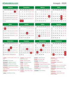 Calendário 2028