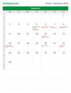 Calendário 2024 Setembro