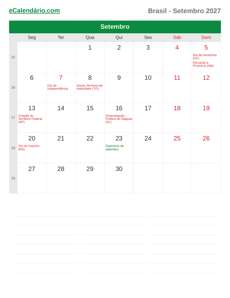 Calendário 2027 Setembro