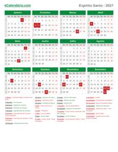 Calendário 2027