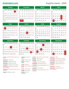 Calendário 2028