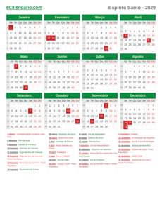 Calendário 2029