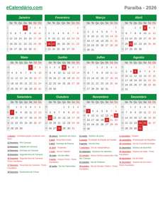 Calendário 2026