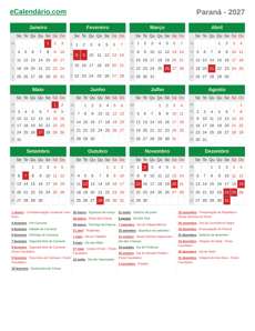 Calendário 2027