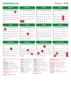 Calendário 2028