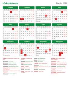 Calendário 2026