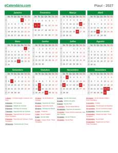 Calendário 2027