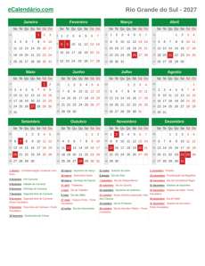 Calendário 2027