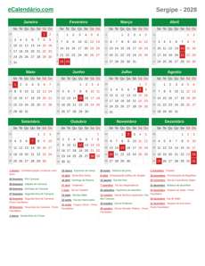 Calendário 2028