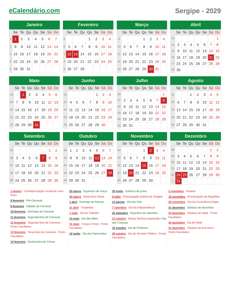 Calendário 2029