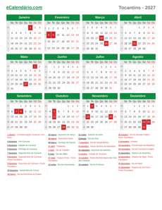 Calendário 2027
